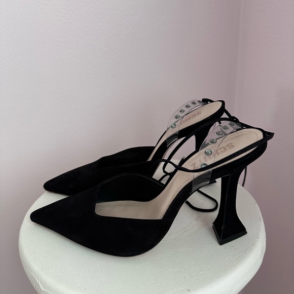 Schutz Mareah Suede Studded Pump Heels Sz 8 B Shoes Blavk Sold Out - Picture 7 of 7
